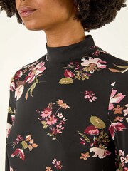 Roman Black Floral High Neck Tunic Top - Image 5 of 5