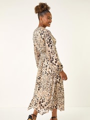 Roman Natural Animal Print Twist Front Dress - Image 3 of 5