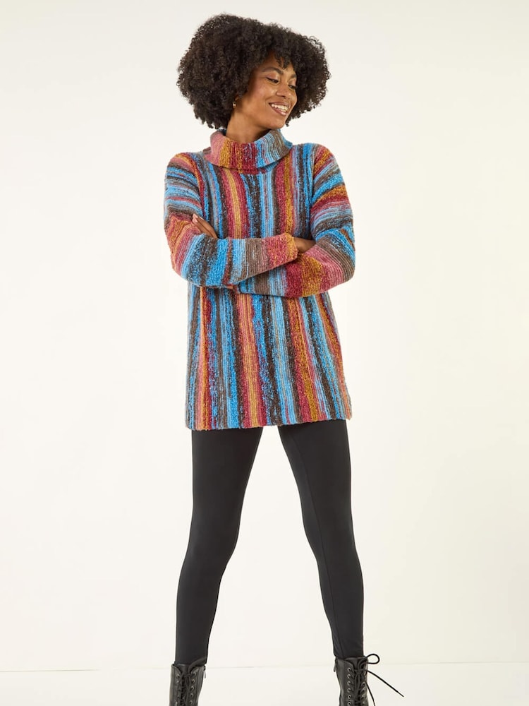Roman Brown Space Dye Roll Neck Knit Jumper - Image 2 of 5 Roman Brown Space Dye Roll Neck Knit Jumper - Image 2 of 5