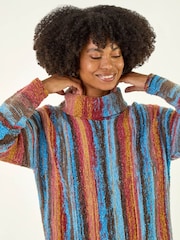 Roman Brown Space Dye Roll Neck Knit Jumper - Image 4 of 5