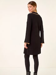 Roman Black Scalloped Edge Knit Dress - Image 3 of 5