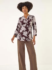Roman Red Floral Puff Print Stretch Shirt - Image 1 of 5