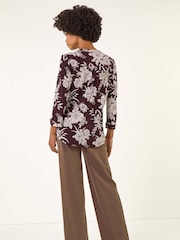 Roman Red Floral Puff Print Stretch Shirt - Image 2 of 5