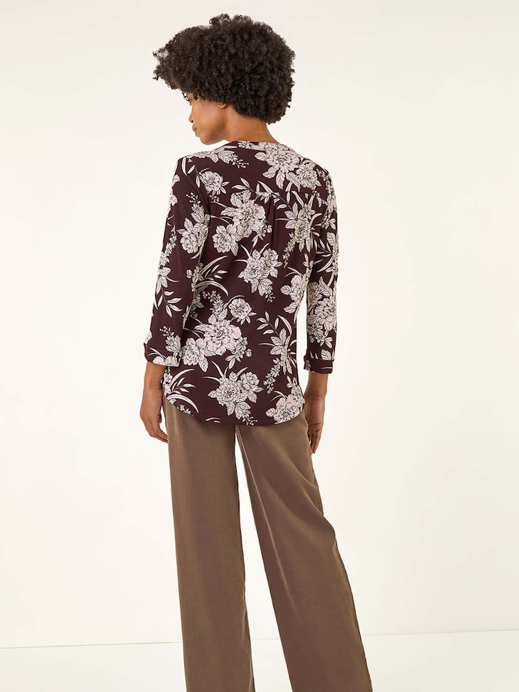 Roman Red Floral Puff Print Stretch Shirt - Image 2 of 5