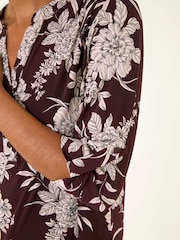 Roman Red Floral Puff Print Stretch Shirt - Image 5 of 5