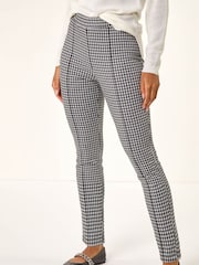 Roman Black Check Print Ponte Slim Leg Trousers - Image 4 of 5