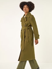 Roman Green Textured Premium Belted Smart Coat - Image 2 of 5