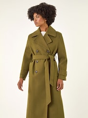 Roman Green Textured Premium Belted Smart Coat - Image 4 of 5