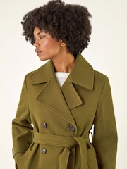 Roman Green Textured Premium Belted Smart Coat - Image 5 of 5