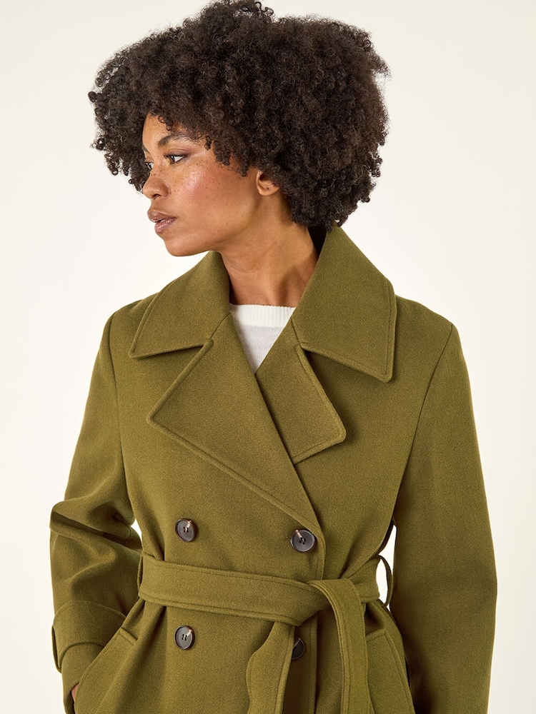 Roman Green Textured Premium Belted Smart Coat - Image 5 of 5 Roman Green Textured Premium Belted Smart Coat - Image 5 of 5