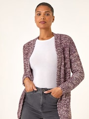 Roman Brown Speckled Popcorn Knit Cardigan - Image 1 of 5