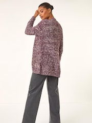 Roman Brown Speckled Popcorn Knit Cardigan - Image 3 of 5