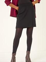 Roman Black Wrap A-Line Stretch Skirt - Image 4 of 5
