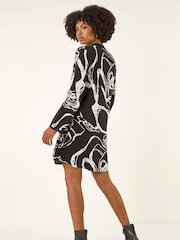 Negro - Roman Floral Abstract Knit Dress - Imagen 3 de 5