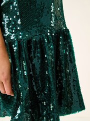 Roman Green Sequin Bow Back Dress - Image 5 of 5
