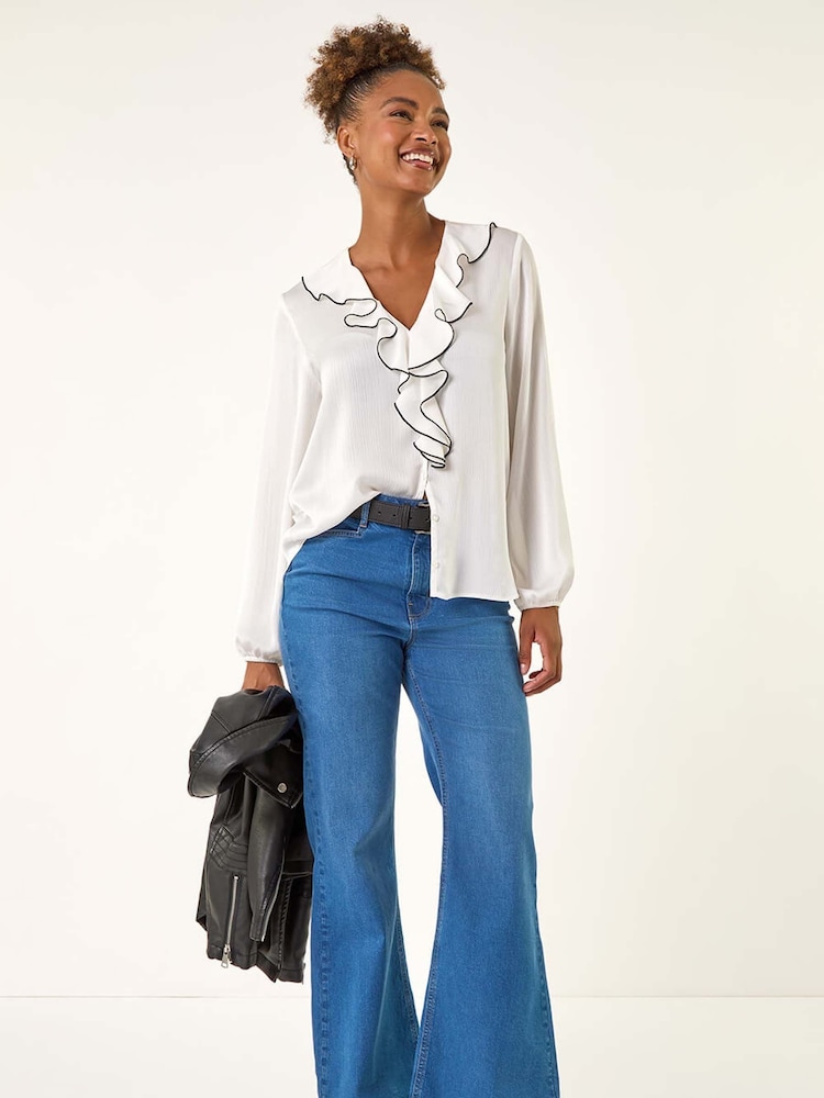Blau Denim - Roman Pocket Stretch Flare Trousers - Bild 2 von 5