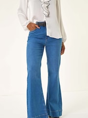Blau Denim - Roman Pocket Stretch Flare Trousers - Bild 4 von 5