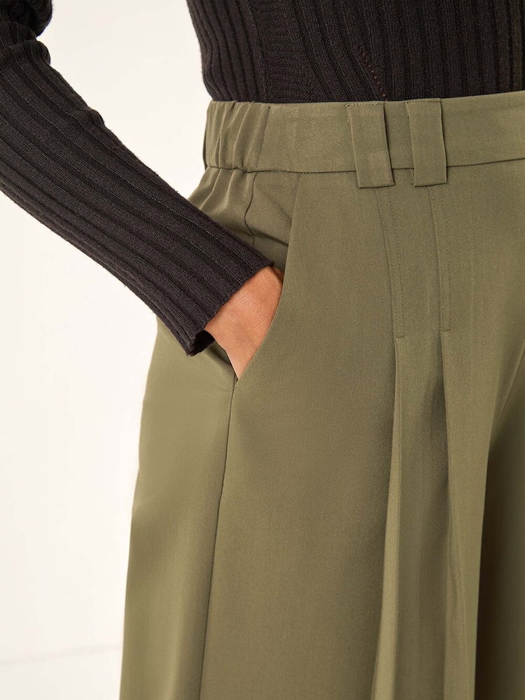Roman Green Pleat Front Stretch Culottes - Image 5 of 5 Roman Green Pleat Front Stretch Culottes - Image 5 of 5