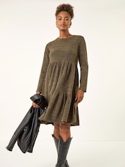 Verde - Roman Textured Frill Dress - Imagem 1 de 5