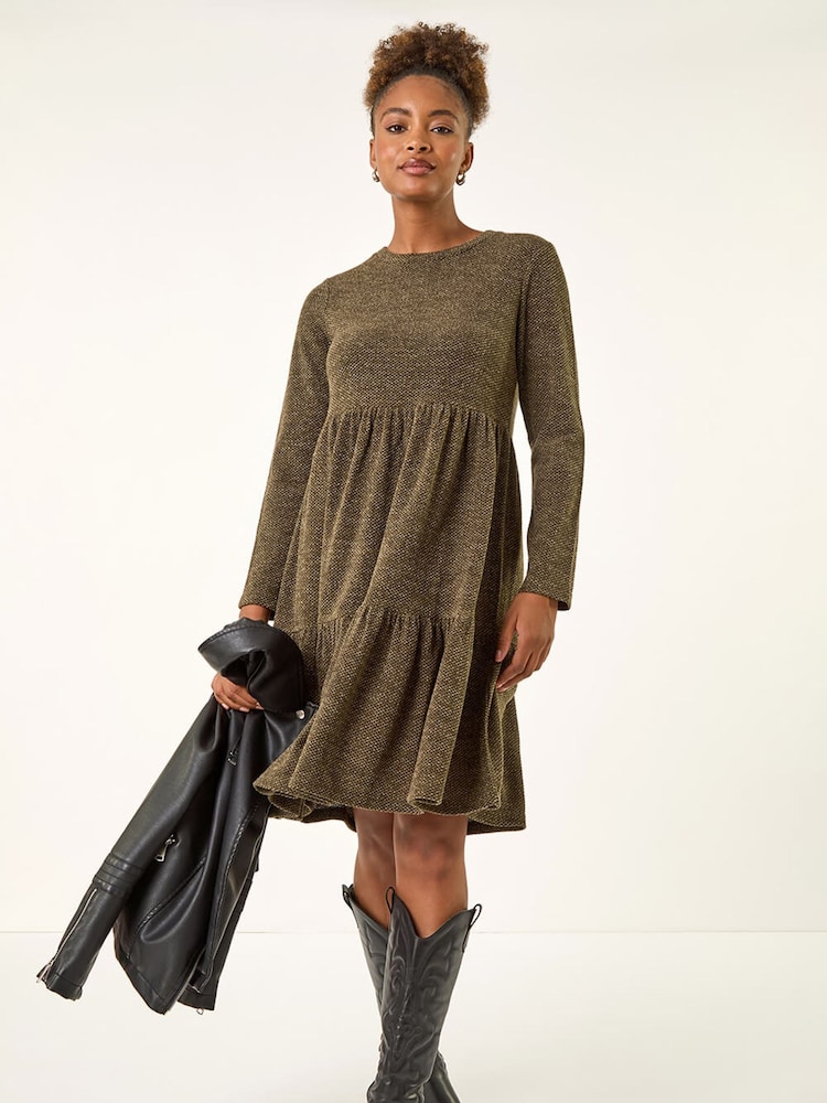 Verde - Roman Textured Frill Dress - Imagem 1 de 5
