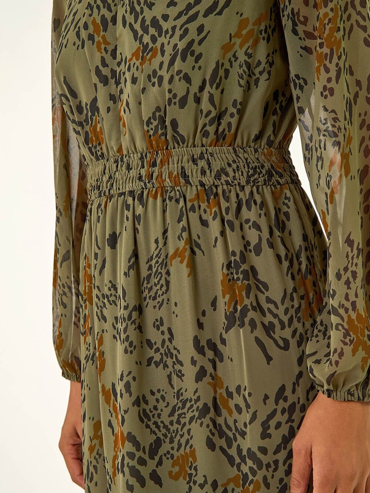 Roman Green Speckled Print Keyhole Midi Dress - Image 5 of 5 Roman Green Speckled Print Keyhole Midi Dress - Image 5 of 5