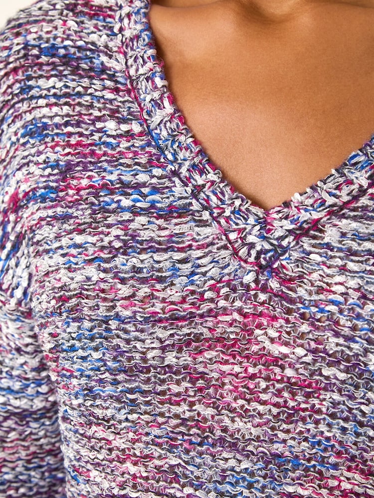 Roman Blue Tape Yarn V-Neck Knit Jumper - Image 5 of 5 Roman Blue Tape Yarn V-Neck Knit Jumper - Image 5 of 5