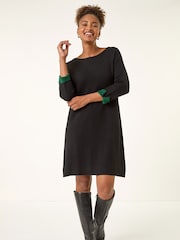 Roman Green Double Faced Knitted Shfit Dress - Image 1 of 5