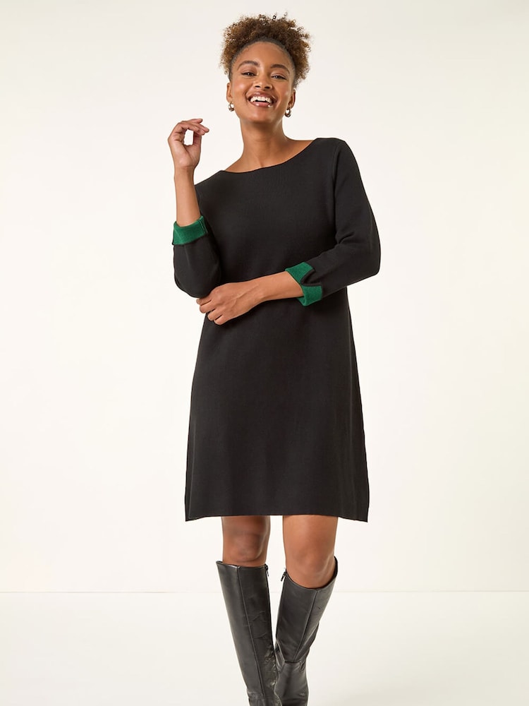 Roman Green Double Faced Knitted Shfit Dress - Image 1 of 5