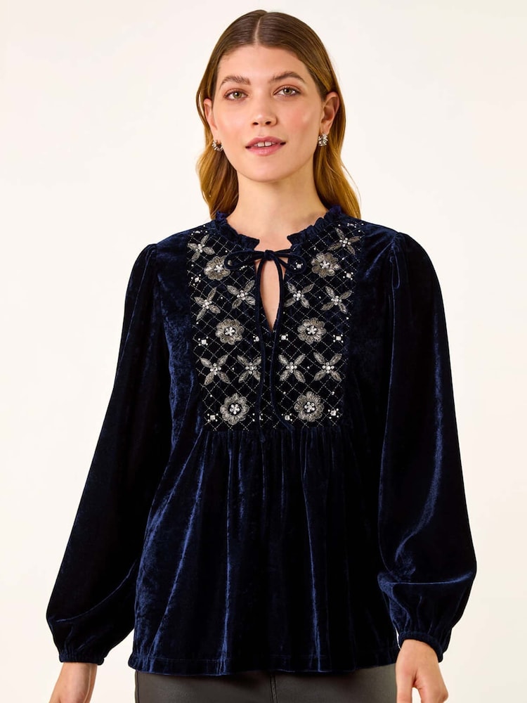 Roman Velvet Embroidered Tie Tops - Imagen 2 de 5