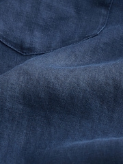 Navy Short Sleeve Signature 100% Linen Shirt - Image 7 of 7