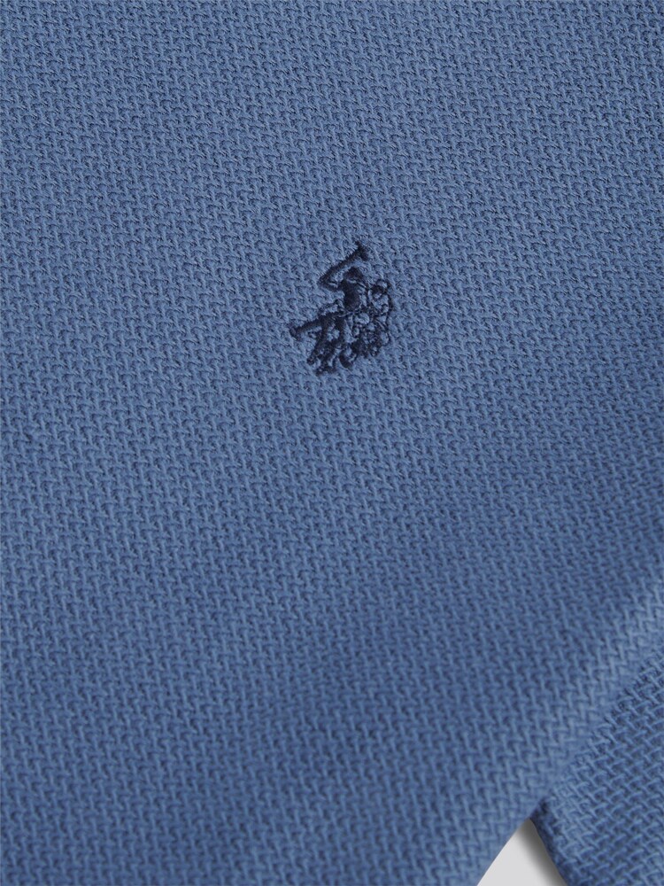 U.S. Polo Assn Blue Herringbone Texture T-Shirt - Image 3 of 3