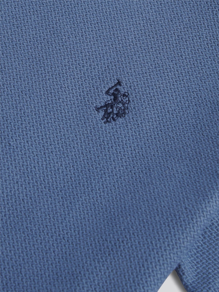 U.S. Polo Assn Blue Herringbone Texture T-Shirt - Image 3 of 3 U.S. Polo Assn Blue Herringbone Texture T-Shirt - Image 3 of 3