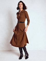 Boden Brown Rachel Knitted Shirt Dress - Image 1 of 5
