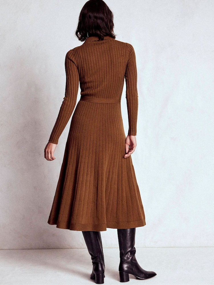 Boden Brown Rachel Knitted Shirt Dress - Image 2 of 5