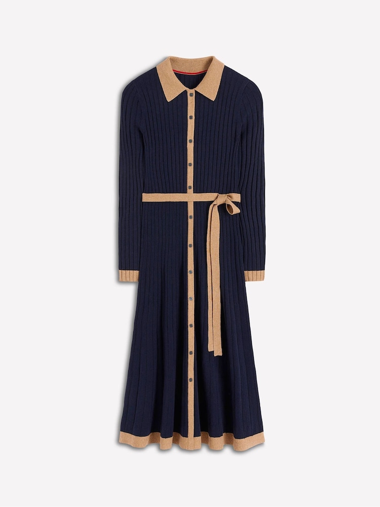 Boden Blue Petite Petite Rachel Knitted Shirt Dress - Image 6 of 6