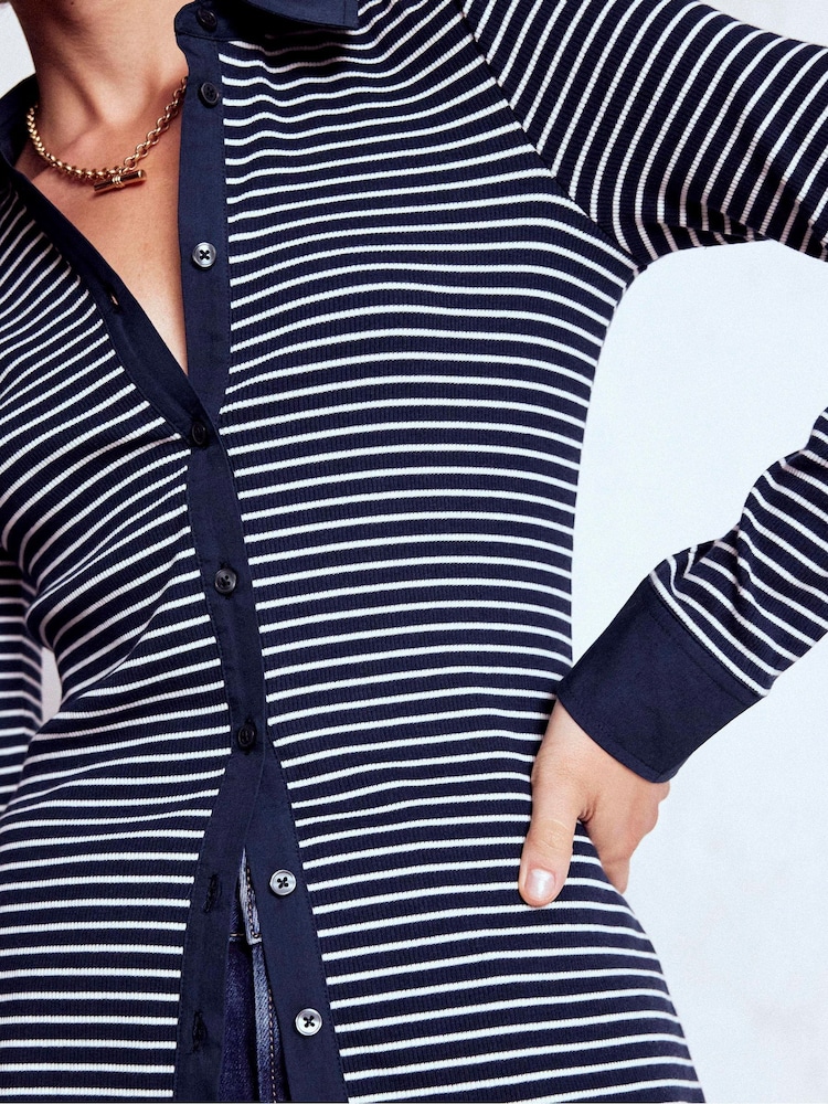 Boden Blue Collared Button Through Top - Image 2 of 5
