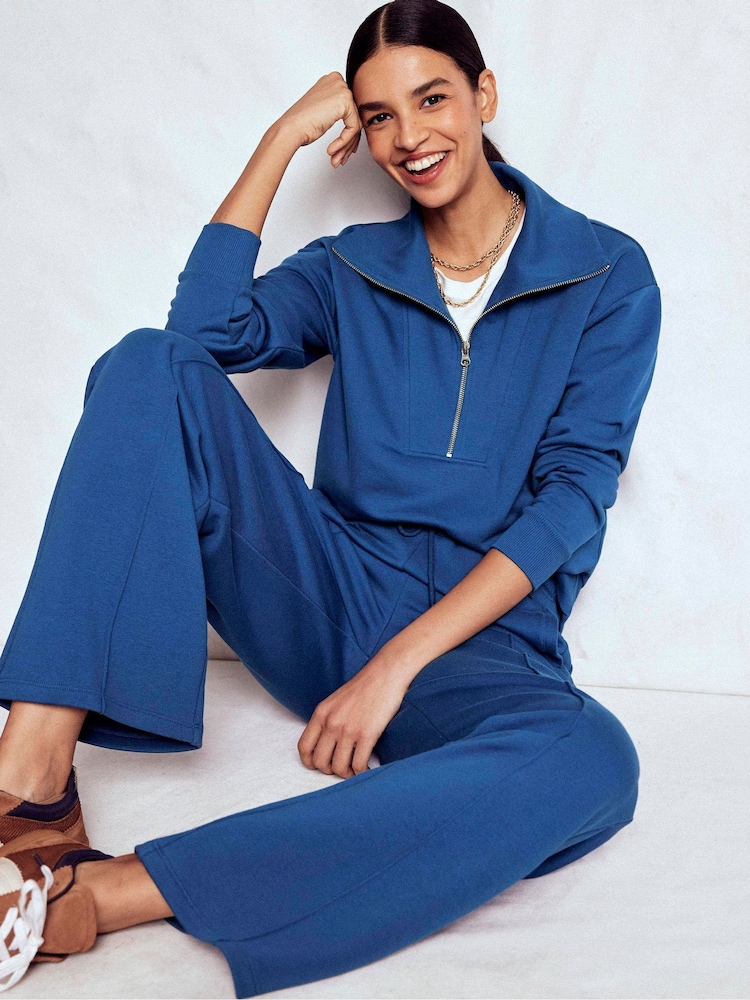 Boden Blue Wide Leg Joggers - Image 1 of 5 Boden Blue Wide Leg Joggers - Image 1 of 5