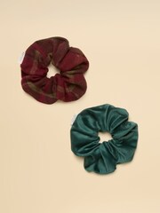 Joules Annika Red & Green 2 Pack Scrunchies - Image 1 of 2