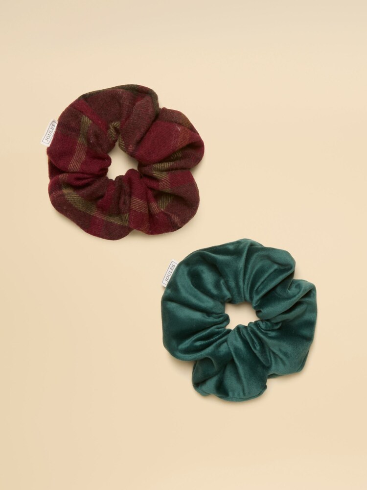 Joules Annika Red & Green 2 Pack Scrunchies - Image 1 of 2 Joules Annika Red & Green 2 Pack Scrunchies - Image 1 of 2