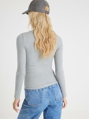 River Island Grey Popper Detail Rib Top - Image 2 of 4
