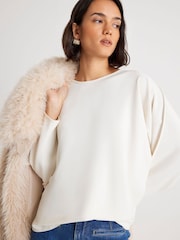 River Island Cream Long Sleeve Batwing T-Shirt - Image 1 of 4