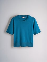 The Set 3 Pack Fine Knit T-Shirts Navy/Mid Blue/Brown - Image 4 of 6