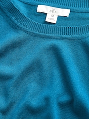 The Set 3 Pack Fine Knit T-Shirts Navy/Mid Blue/Brown - Image 5 of 6