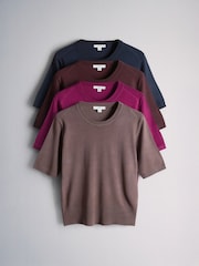 The Set – 4 er-Pack Feinstrick-Kurzarm-T-Shirts - Bild 1 von 6