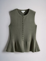 The Set 3 Pack Sleeveless Knitted Peplum Waistcoat Black/Chocolate Brown/Khaki Green - Image 4 of 6