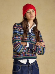 Joules Fine Knit Red Beanie Hat - Image 3 of 6