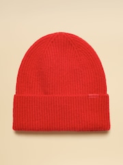 Joules Fine Knit Red Beanie Hat - Image 4 of 6