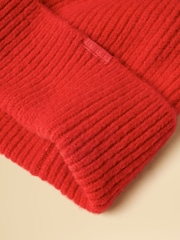 Joules Fine Knit Red Beanie Hat - Image 6 of 6