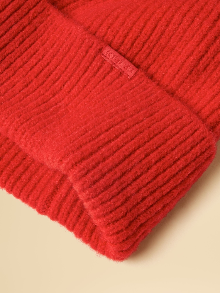 Joules Fine Knit Red Beanie Hat - Image 6 of 6 Joules Fine Knit Red Beanie Hat - Image 6 of 6