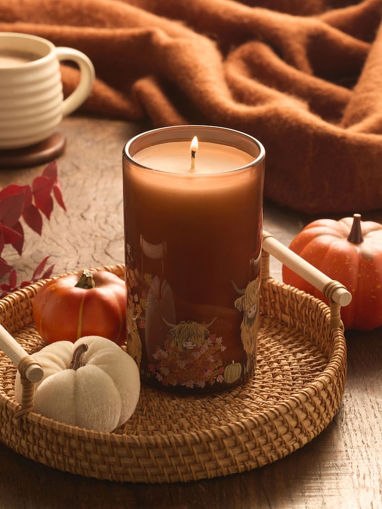 Pumpkin Spice Orange Hamish the Highland Cow Pillar Candle - Image 1 of 3 Pumpkin Spice Orange Hamish the Highland Cow Pillar Candle - Image 1 of 3